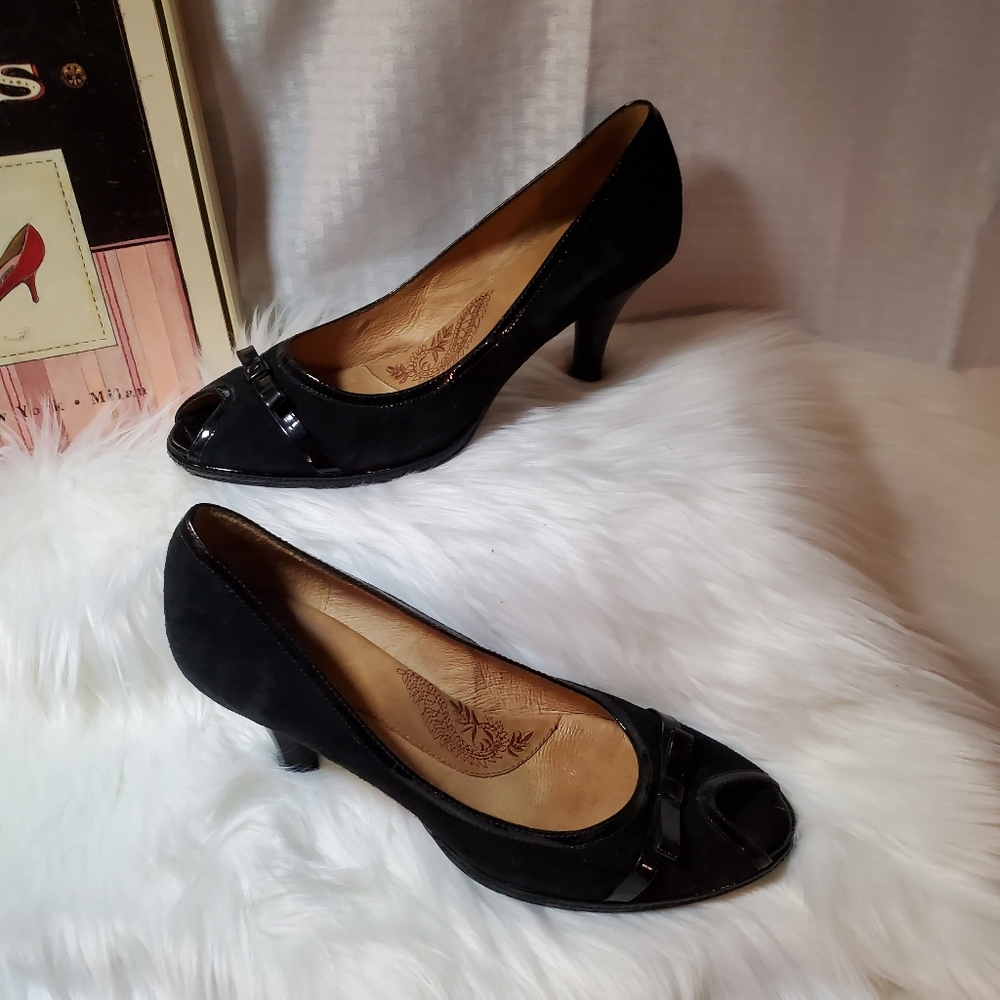 Sofft Black Peep Toe High Heels Sz 11M